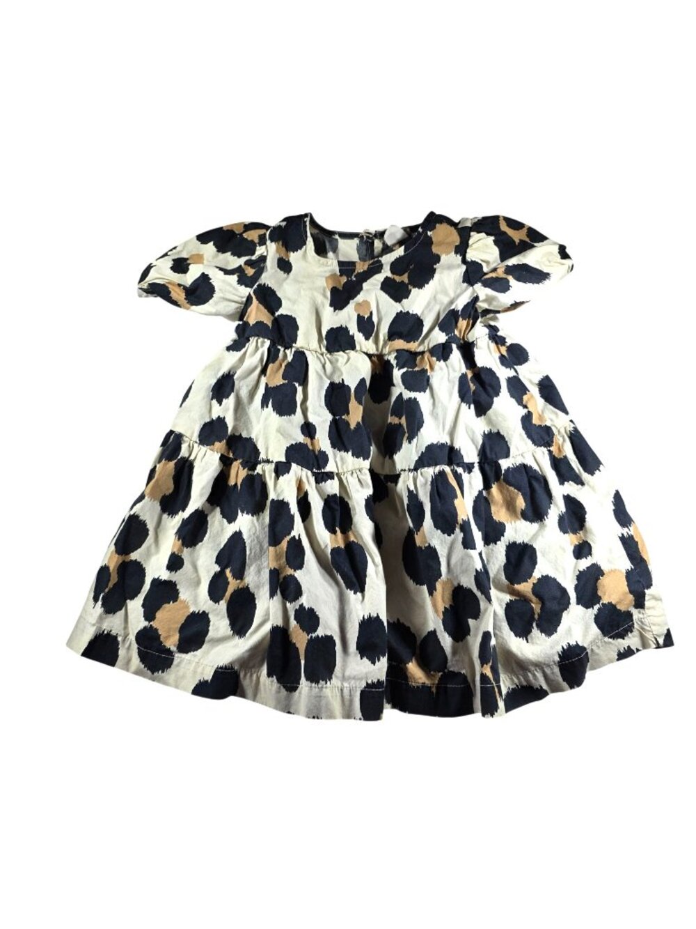 Baby Gap Toddler Girls Tiered Animal Print Dress 3t Cotton Blend Beige Black